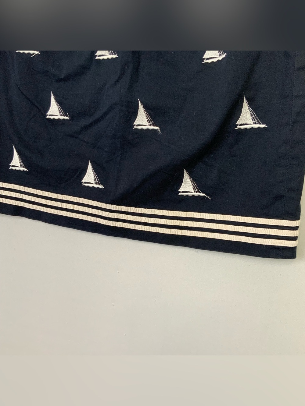 VTG Talbots Petites Sz 6P Navy Blue Sailboat Embroidered Summer Skirt Cotton - Picture 3 of 7